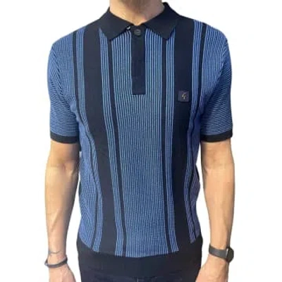 Gabicci Vintage Dante Knitted Polo Shirt In Blue