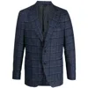 Gabo Napoli Check-pattern Single-breasted Blazer In Blue/purple