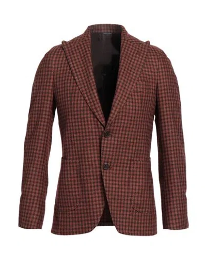 Gabo Napoli Man Blazer Rust Size 44 Wool, Cotton, Silk