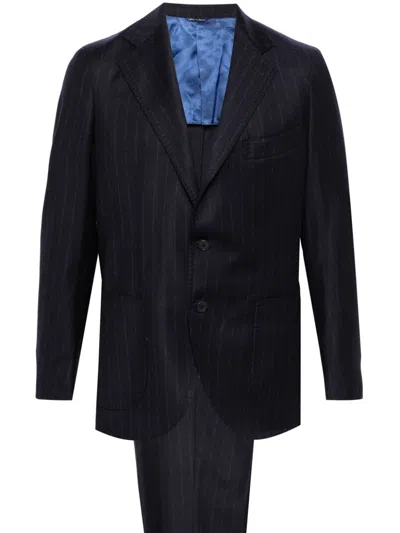 Gabo Napoli Pinstriped Suit In Blue