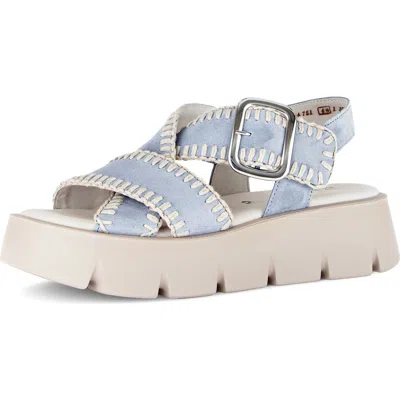 Gabor Ankle Strap Platform Sandal In Blue