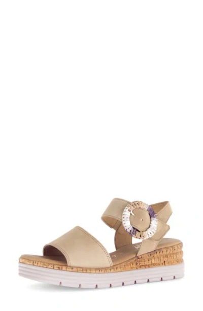 Gabor Ankle Strap Wedge Sandal In Neutral