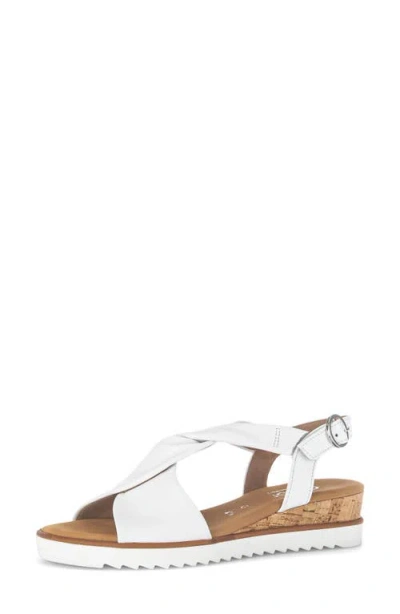 Gabor Ankle Strap Wedge Sandal In White