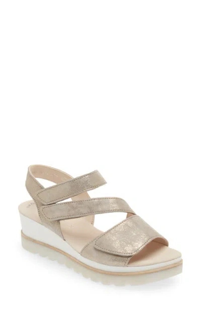 Gabor Asymmetric Strappy Wedge Sandal In Neutral