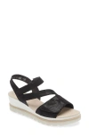 Gabor Asymmetric Wedge Strappy Sandal In Black
