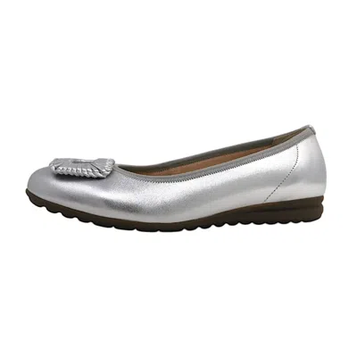 Gabor Ballerina 62.623.10 Womens Uk Silver Leather Ballet Flat Zogg3198