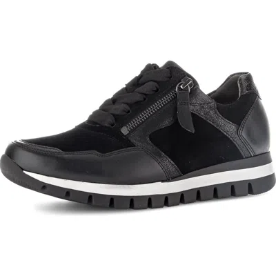 Gabor Bridget Leather Sneaker In Black