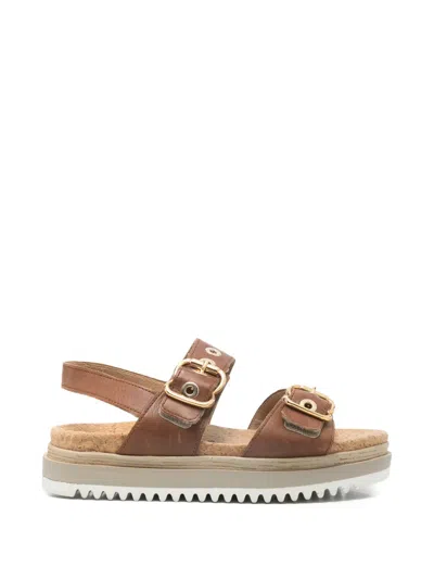 Gabor Buckle Strap Sandals In Brown