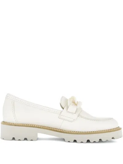 Gabor Chain-link Leather Loafers In White