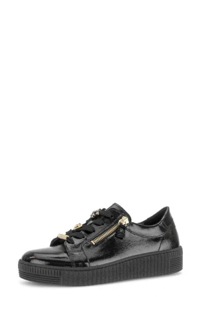 Gabor Collette Leather Sneaker In Black Black