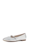 Gabor Crystal Mary Jane Flat In Silver