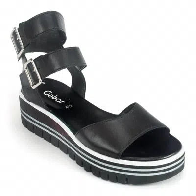 Gabor Double Ankle Strap Platform Sandal In Black