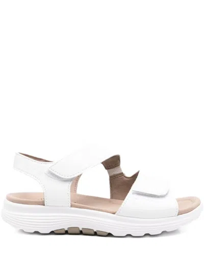 Gabor Double-strap Leather Sandals In White