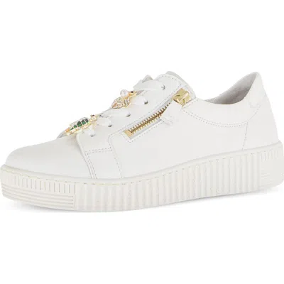 Gabor Embellished Low Top Sneaker In White