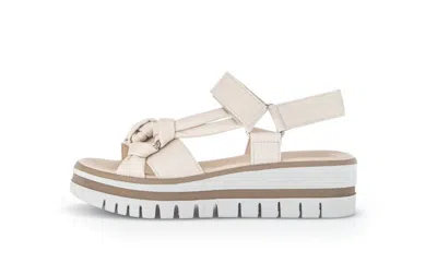 Gabor Flatform Sandal In Cream Leather In Beige