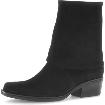 Gabor Foldover Block Heel Boot In Black