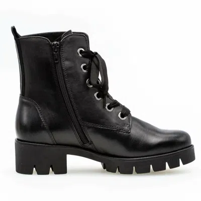 Gabor Foulardc Lace Up Moto Boot In Schwarz/black In Multi
