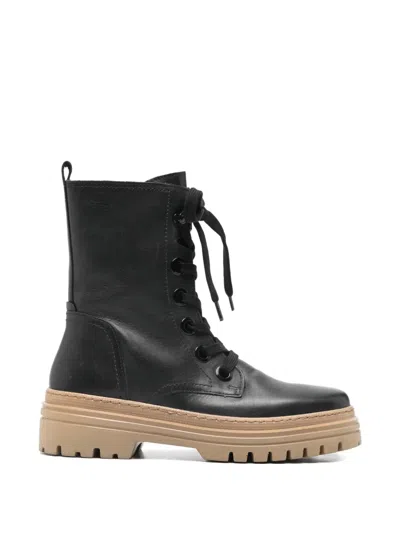 Gabor Jemmy Lace-up Lug-sole Boots In Black