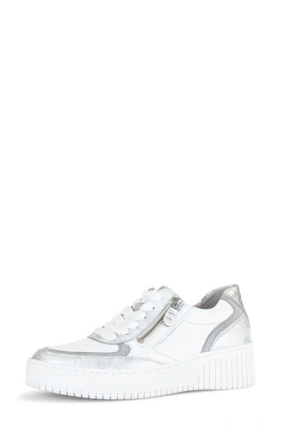 Gabor Lace-up Platform Sneaker In White