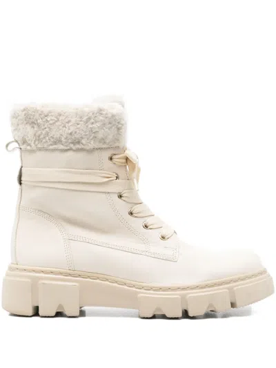 Gabor Lace-up Shearling Combat Boots In Multi