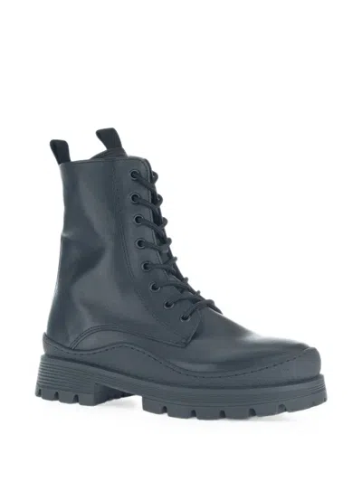 Gabor Lace-up Leather Boots In Blue