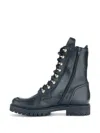 Gabor Leather Combat Boot In Black