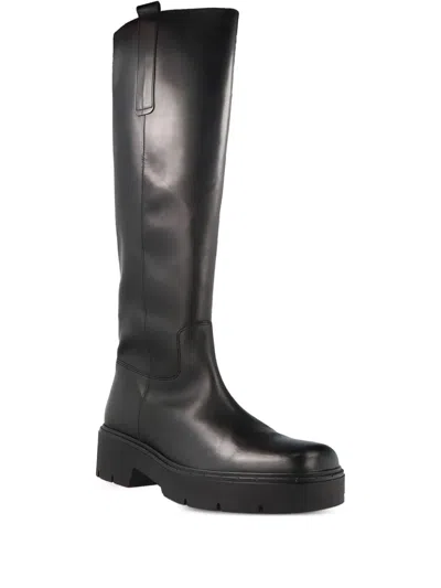 Gabor Leather Knee-high Boots In Black