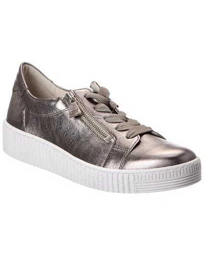 Gabor Leather Sneaker In Silver