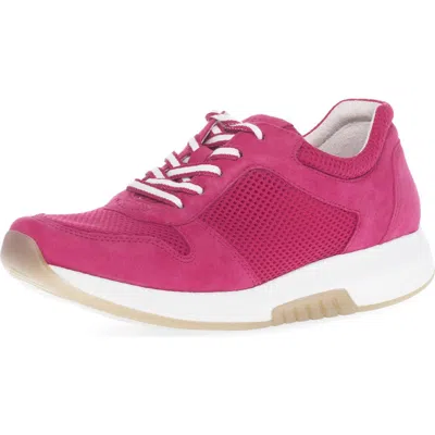 Gabor Mixed Media Sneaker In Pink