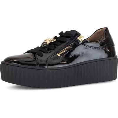 Gabor Platform Zip Sneaker In Black
