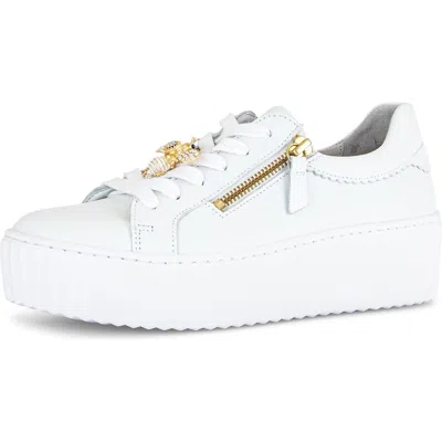 Gabor Platform Zip Sneaker In White