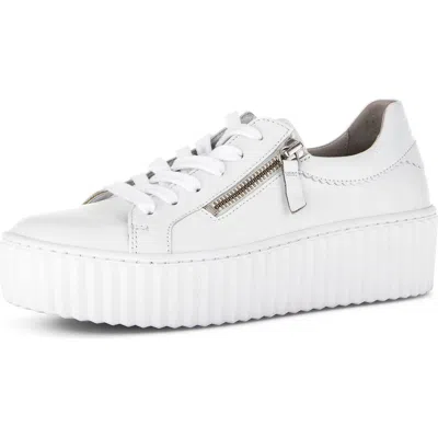 Gabor Platform Zip Sneaker In White