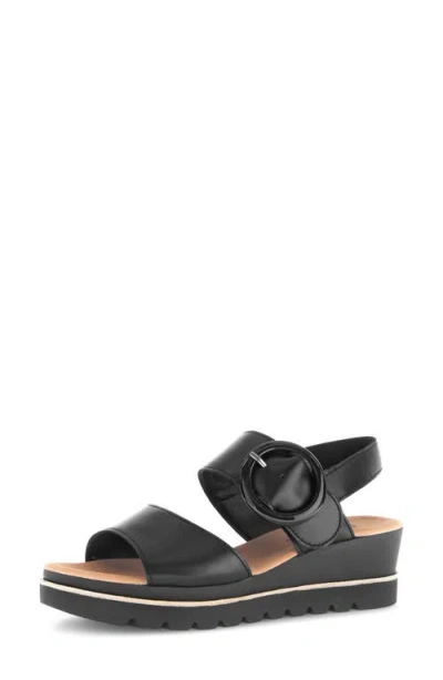 Gabor Quarter Strap Wedge Sandal In Black