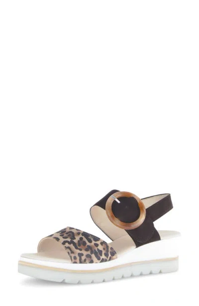 Gabor Quarter Strap Wedge Sandal In Brown