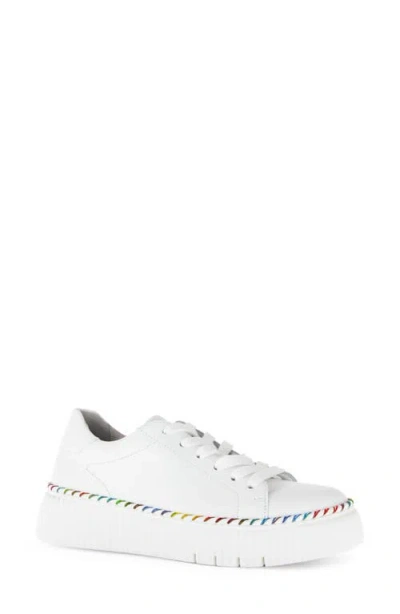 Gabor Rainbow Whipstitch Sneaker In White
