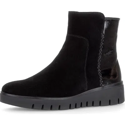Gabor Sally Leather Wedge Bootie In Black