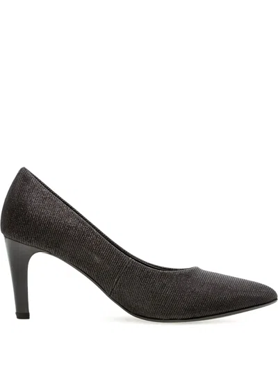 Gabor Shimmering Pointed-toe Pumps In Black