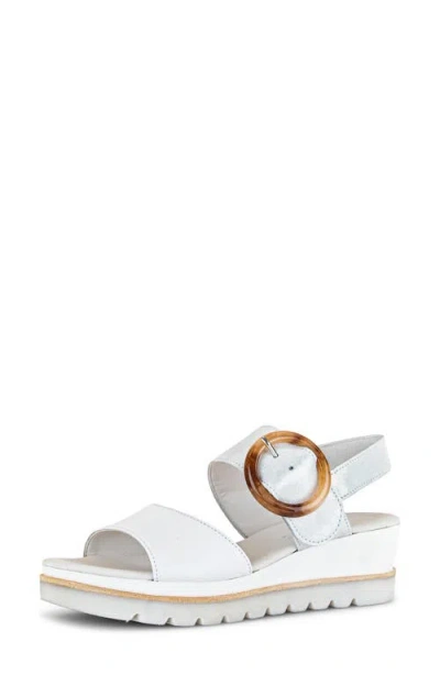 Gabor Strappy Wedge Sandal In White/ice