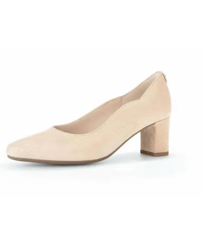 Gabor Suede Scallop Pump In Cream In Beige