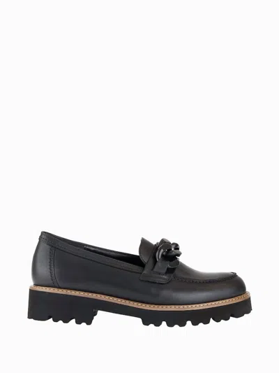 Gabor Suede-leather Combo Loafer In Black