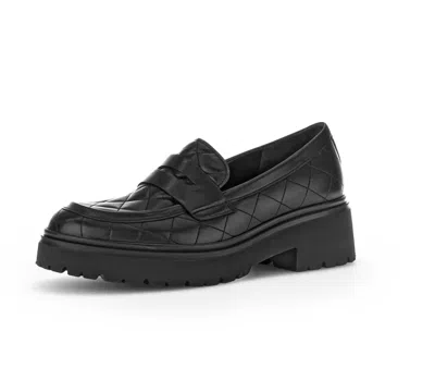 Gabor Women's 35.231.27 Penny Loafer In Black Quilted Leather