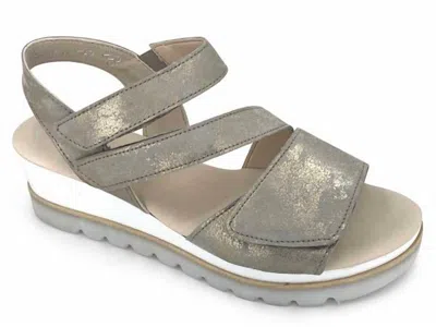 Gabor Women's 4-640-62 Wedge Sandal In Metallic In Gray