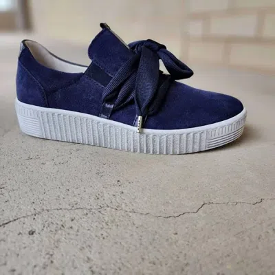 Gabor Women Bow Sneaker In Navy In Blue