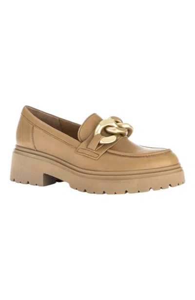 Gabor Women's Chunky Loafers In Tan/gold Ornament In Multi