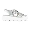 Gabor Women Crossover Slingback Wedge Sandal In Metallic In Silver