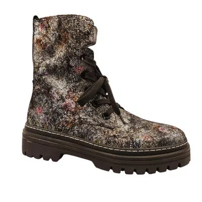 Gabor Women's Lace Up Ankle Boot In Flower Crackle In Multi