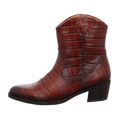 Gabor Women's Leather Ankle Boots In Kroko Cognac In Brown