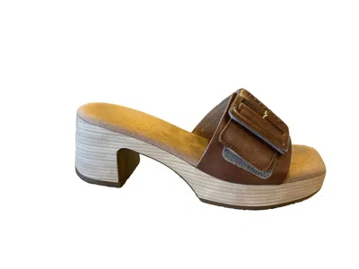 Gabor Women's Leather Slip On Sandals In Camel In Multi