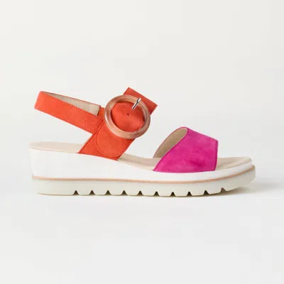 GABOR WOMEN'S LILA COLOR BLOCK SANDAL IN PINK/PUMPKIN