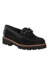 Gabor Women's Lug Sole Loafers In Black Velour In Multi
